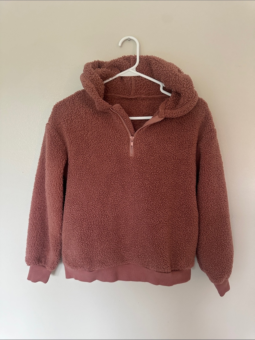 Cozy Half-Zip Sherpa Pullover Sweater - Rosewood